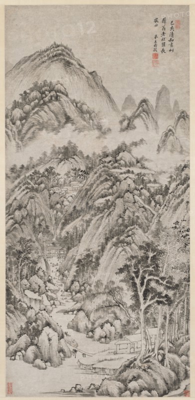 Mountain Village Embraced by the Summer, 1659. Wang Shimin (Chinese, 1592-1680). Hanging scroll, ink on paper; image: 156.2 x 73 cm (61 1/2 x 28 3/4 in.).