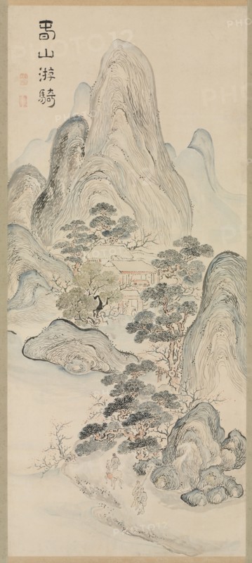Spring Landscape, 1700s. Ike Taiga (Japanese, 1723-1776). Hanging scroll; ink and color on paper; overall: 70.1 cm (27 5/8 in.); painting only: 158.7 x 56.7 cm (62 1/2 x 22 5/16 in.).