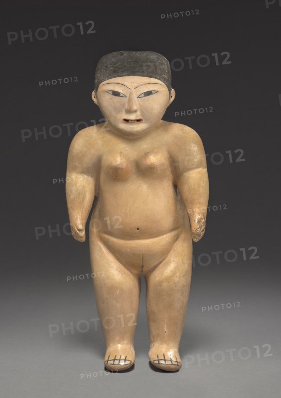 Female Figure, 100 BC-700. Peru, South Coast, Nasca style (100 BC-AD 700). Earthenware with colored slips; overall: 28.6 x 13.4 x 10.3 cm (11 1/4 x 5 1/4 x 4 1/16 in.).
