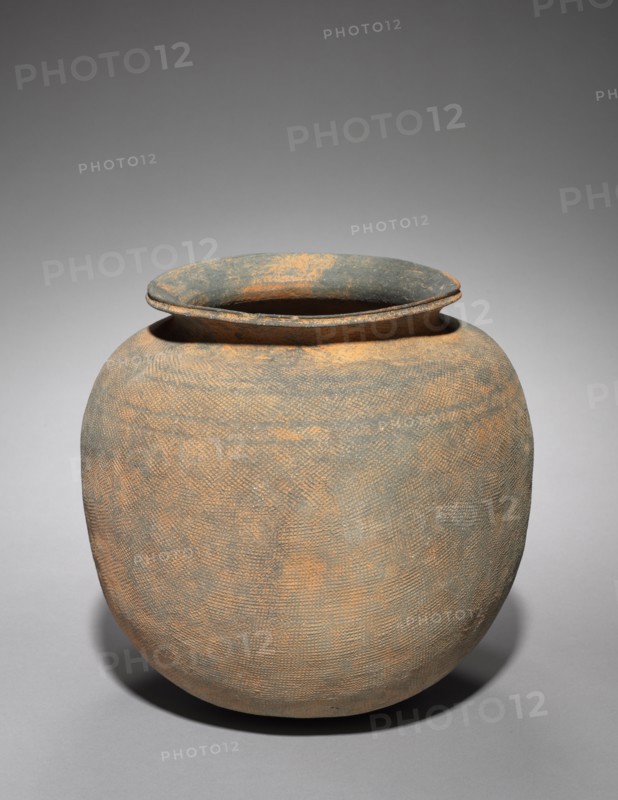 Jar with Loop Handle with Overall Impressed Surface Decoration, 200s-300s. Korea, Baekje Kingdom (18 BC-AD 660). Earthenware; overall: 34 x 24 cm (13 3/8 x 9 7/16 in.).