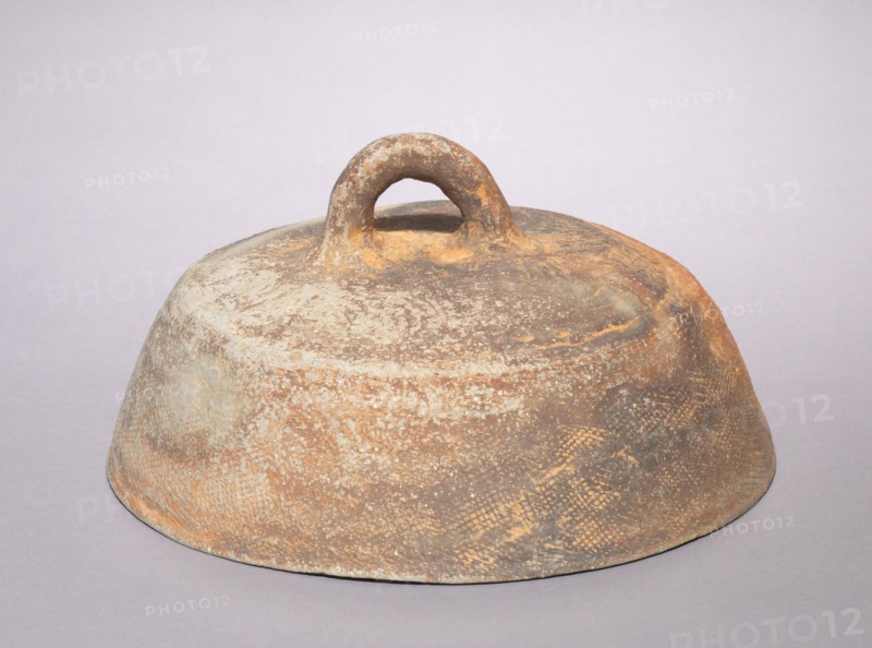 Jar with Loop Handle with Overall Impressed Surface Decoration (lid), 200s-300s. Korea, Baekje Kingdom (18 BC-AD 660). Earthenware; overall: 34 x 24 cm (13 3/8 x 9 7/16 in.).