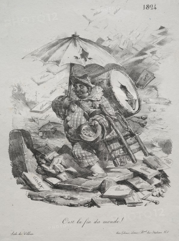 Croquis lithographiques: Lithographic Sketches:  It is the End of the World! (frontispiece), 1824. Nicolas Toussaint Charlet (French, 1792-1845), Gihaut. Lithograph; image: 20.1 x 15.7 cm (7 15/16 x 6 3/16 in.)
