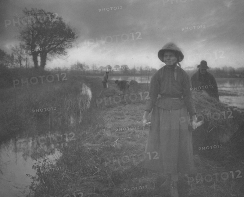 Life and Landscape on the Norfolk Broads (book): Poling the Marsh Hay, 1886. Peter Henry Emerson (British, 1856-1936), Sampson Low, Marston, Searle, and Rivington [with T. F. Goodall. Platinum print; image: 23.3 x 28.8 cm (9 3/16 x 11 5/16 in.); matted: 45.7 x 55.9 cm (18 x 22 in.)