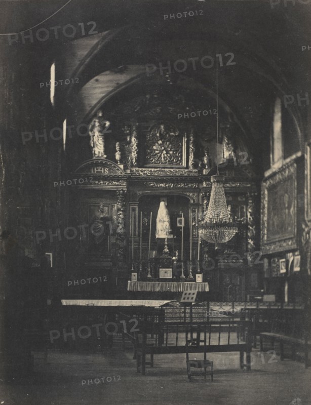 Church Interior, c. 1855. Farnham Maxwell Lyte (British, 1828-1906). Salted paper print, varnished, from wet collodion negative; image: 21.5 x 16.6 cm (8 7/16 x 6 9/16 in.); matted: 45.7 x 35.6 cm (18 x 14 in.)