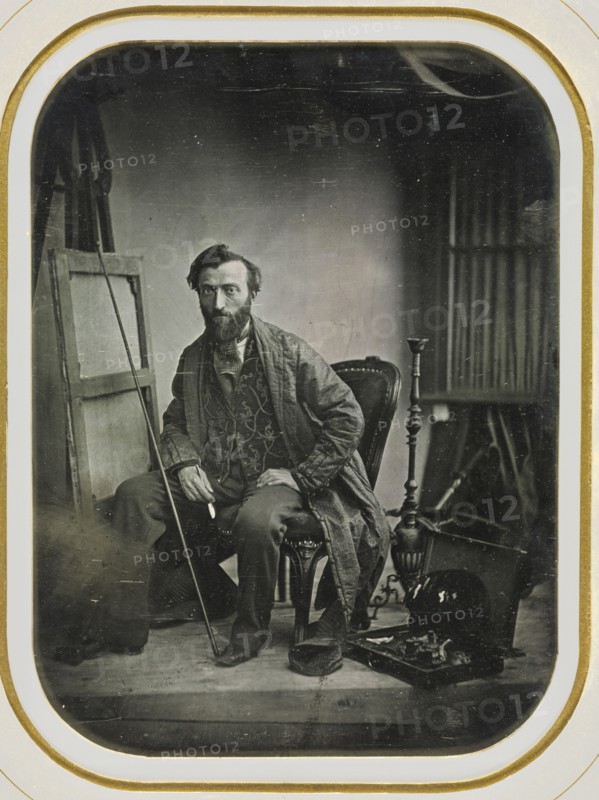 Self-Portrait in Painting Studio, c. 1843. Camille Dolard (French, 1810-1884). Daguerreotype (full-plate); platemark: 20.5 x 15 cm (8 1/16 x 5 7/8 in.); matted: 55.9 x 45.7 cm (22 x 18 in.)