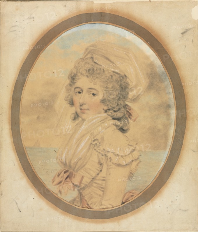 Young Lady with a Pink Bow on Her Bodice, 1792. John Downman (British, 1750-1824). Brush and black chalk wash and watercolor, heightened with white chalk; image: 20.3 x 16.7 cm (8 x 6 9/16 in.); secondary support: 25.2 x 21.7 cm (9 15/16 x 8 9/16 in.).