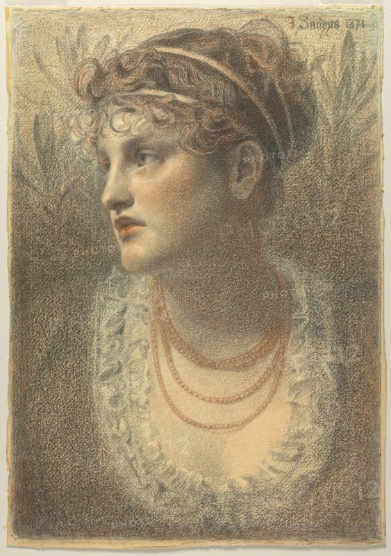 The Coral Necklace, 1871. Frederick Sandys (British, 1829-1904). Black, brown, and red chalk; sheet: 55.9 x 39.2 cm (22 x 15 7/16 in.); secondary support: 57.1 x 40 cm (22 1/2 x 15 3/4 in.).
