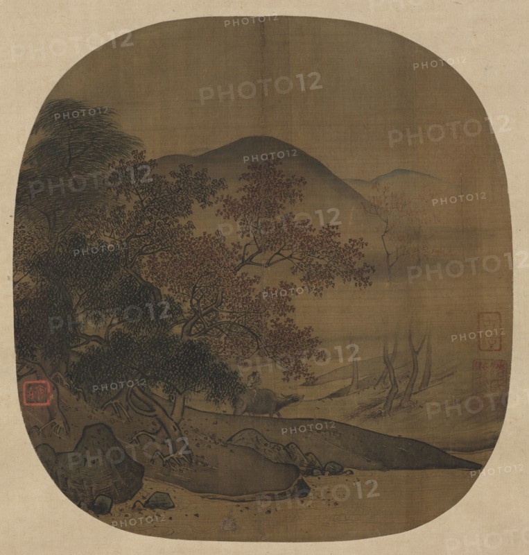 Buffalo and Boy in Autumnal Landscape, 1127-1279. Yan Ciping (Chinese, active 1164-1187). Album leaf; ink and light color on silk; image: 23 x 21 cm (9 1/16 x 8 1/4 in.).