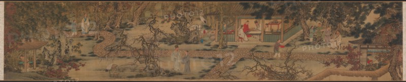 The Nine Elders of the Mountain of Fragrance, 1426-1452. Attributed to Xie Huan (Chinese, c. 1370-c.1450). Handscroll, ink and color on silk; painting: 29.4 x 148.9 cm (11 9/16 x 58 5/8 in.).