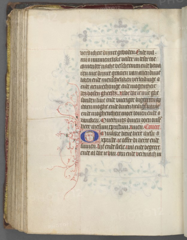 Book of Hours (Use of Utrecht): fol. 157v, Text, c. 1460-1465. Master of Gijsbrecht van Brederode (Netherlandish), and Master of the Boston City of God (Netherlandish). Ink, tempera, and gold on vellum; binding:  brown Morocco over original wooden boards; overall: 5.9 x 11.6 cm (2 5/16 x 4 9/16 in.)