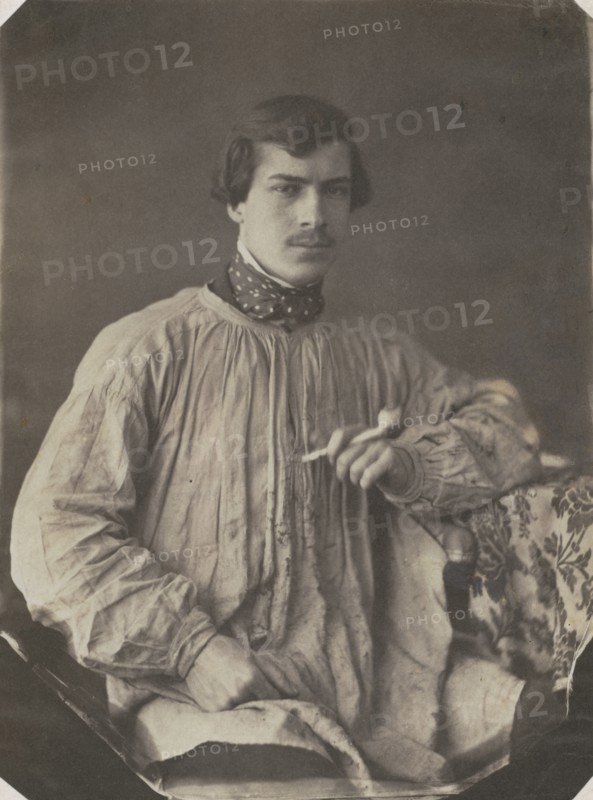 Artist (or Assistant) with Pipe, 1853-1857. Frank Chauvassaignes (French). Salt print from wet collodion negative; image: 21 x 15.7 cm (8 1/4 x 6 3/16 in.); mounted: 30.5 x 23.5 cm (12 x 9 1/4 in.); matted: 50.8 x 40.6 cm (20 x 16 in.)