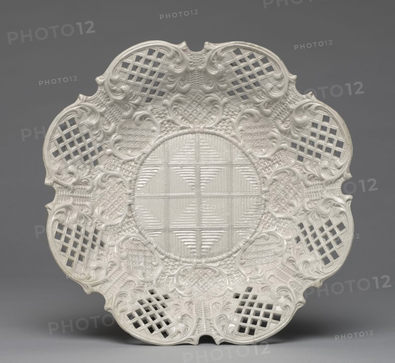 Plate, c. 1760. Staffordshire Factory (British). Stoneware, salt-glaze; diameter: 30.5 cm (12 in.); overall: 4.3 cm (1 11/16 in.).