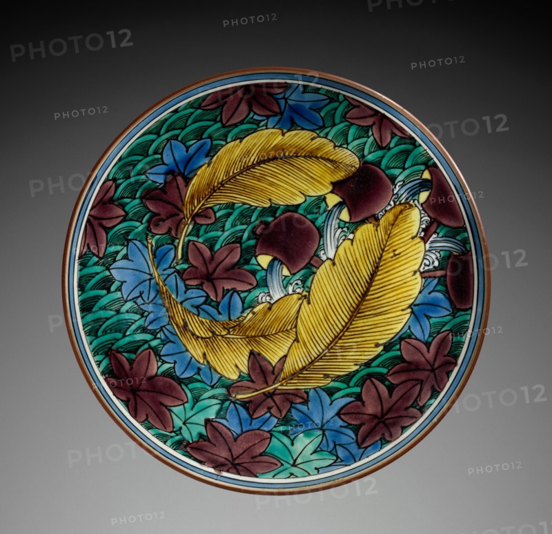 Circular Dish with Tall Base: Kutani Ware, late 19th Century. Japan, Edo period (1615-1868). Porcelain with underglaze blue and overglaze enamel decoration; diameter: 23.7 cm (9 5/16 in.); overall: 6.4 cm (2 1/2 in.).