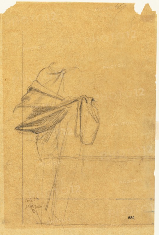 Drapery Study, second half 1800s. Pierre Puvis de Chavannes (French, 1824-1898). Black chalk; sheet: 29 x 18.9 cm (11 7/16 x 7 7/16 in.).