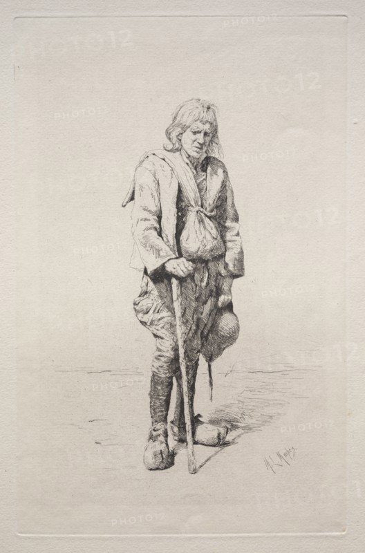 Man with Walking Stick. Mortimer Menpes (British, 1860-1938). Etching