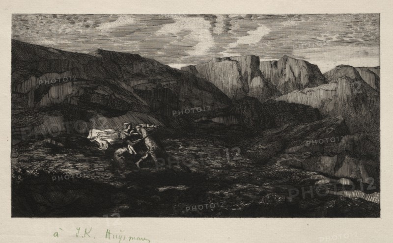 Fear, 1866. Odilon Redon (French, 1840-1916). Etching; sheet: 27.4 x 35.1 cm (10 13/16 x 13 13/16 in.); image: 11 x 20 cm (4 5/16 x 7 7/8 in.); platemark: 14 x 22.3 cm (5 1/2 x 8 3/4 in.)
