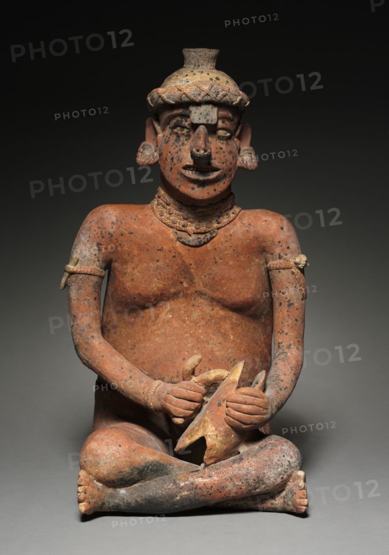 Male Seated Figure, 100 BC-AD 300. Mexico, Nayarit, 1st century BC-4th century AD. Ceramic; average: 56 x 31.8 x 30.5 cm (22 1/16 x 12 1/2 x 12 in.).