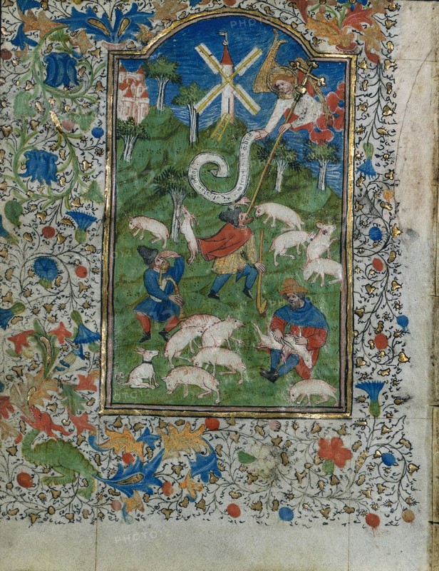 Annunciation to the Shepherds: Leaf from a Book of Hours (1 of 6 Excised Leaves), c. 1420-1430. Or workshop Henri d'Orquevaulx (French). Ink, tempera and gold on vellum; each leaf: 16.1 x 12.4 cm (6 5/16 x 4 7/8 in.).