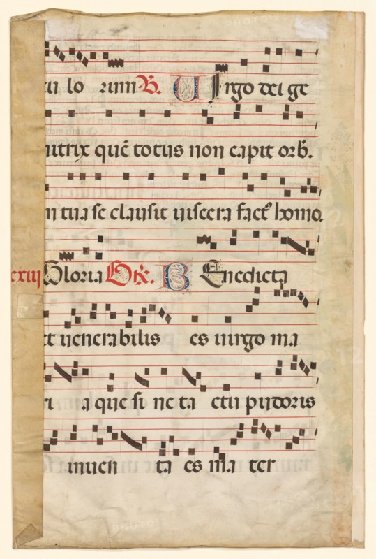 Leaf from a Gradual with Music (verso), c. 1420-1450. Northern Italy, 15th century. Ink, tempera, and gold on vellum; each leaf: 52.1 x 34.9 cm (20 1/2 x 13 3/4 in.)