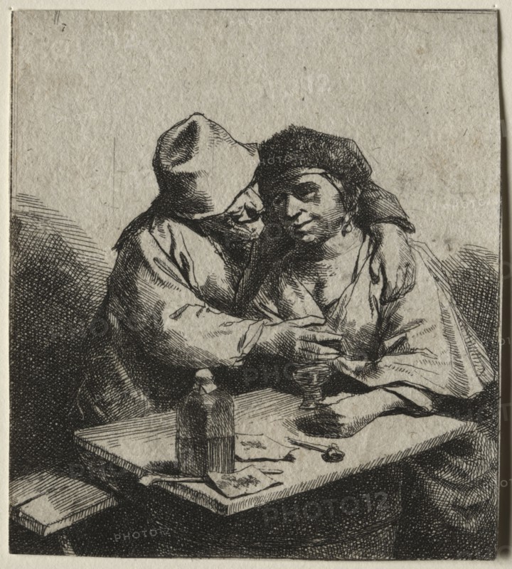 The Amorous Couple. Cornelis Pietersz Bega (Dutch, 1631/32-1664). Etching; sheet: 7.9 x 7.1 cm (3 1/8 x 2 13/16 in.)