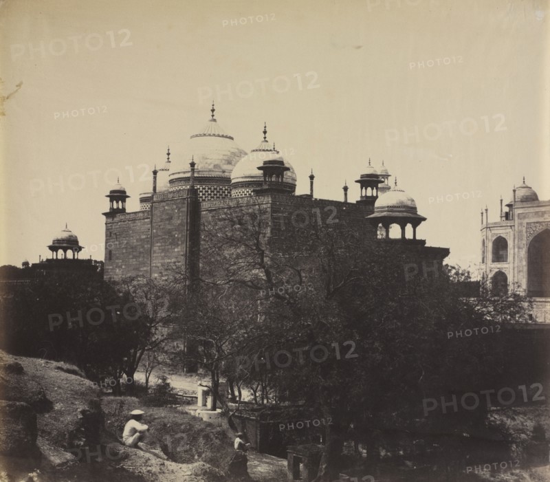 Taj Mahal, Back View of the Rest-House, with Figure, c. 1858-1862. John Murray (British, 1809-1898). Albumen print from wax paper negative; image: 39.7 x 44.8 cm (15 5/8 x 17 5/8 in.); paper: 40.5 x 44.8 cm (15 15/16 x 17 5/8 in.); matted: 55.9 x 66 cm (22 x 26 in.)