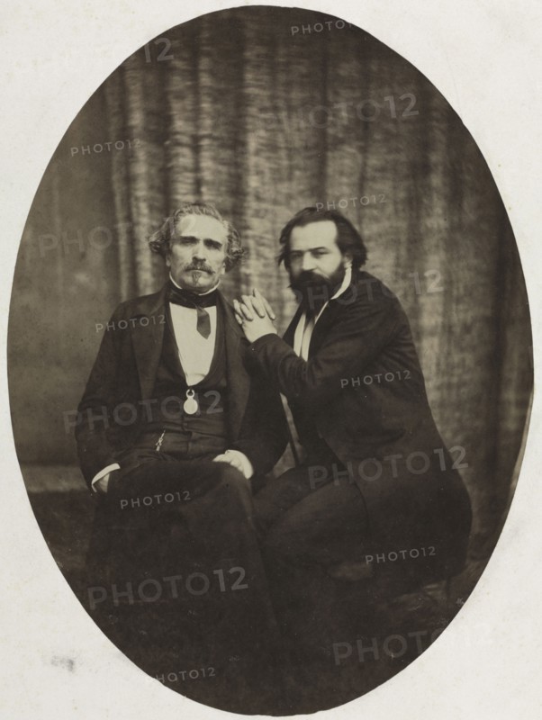 Portrait of the Actor Pierre Bocage and Friend, c. 1860. Eugène Colliau (French). Albumen print from wet collodion negative; image: 24.1 x 17.8 cm (9 1/2 x 7 in.); mounted: 45.1 x 30.1 cm (17 3/4 x 11 7/8 in.); matted: 50.8 x 40.6 cm (20 x 16 in.)