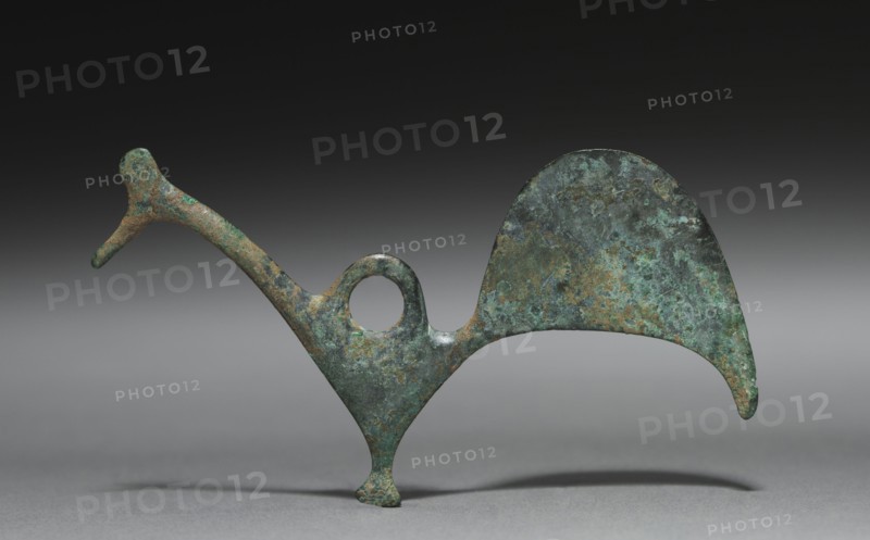 Pendant of a Bird (Rooster?), 8th-7th centuries BC. Northern Greece, Macedonian, Geometric period  (900-700 BC). Bronze; overall: 5 x 9 cm (1 15/16 x 3 9/16 in.).