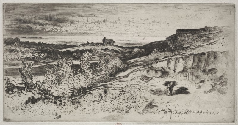 The Chapel Saint-Michel at l'Estre, 1881. Félix Hilaire Buhot (French, 1847-1898). Etching, drypoint and roulette; sheet: 23.2 x 33.3 cm (9 1/8 x 13 1/8 in.); platemark: 14 x 27.3 cm (5 1/2 x 10 3/4 in.)