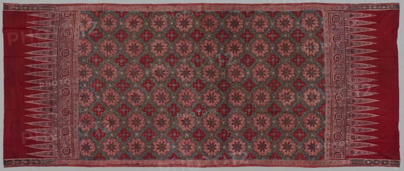 Hip Wrapper (tapis), 1800-1850. India, Coromandel Coast, 1st half 19th Century. Cotton; plain weave; block printed, drawn resist, painted mordants, dyed; overall: 259.1 x 108 cm (102 x 42 1/2 in.)