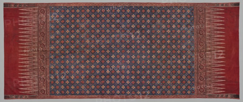 Hip Wrapper (tapis), 1800-1850. India, Coromandel Coast, 1st half 19th Century. Cotton; plain weave; block printed, drawn resist, painted mordants, dyed; overall: 265.5 x 109.2 cm (104 1/2 x 43 in.)