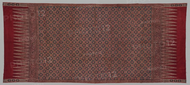 Hip Wrapper (tapis), 1800-1850. India, Coromandel Coast, 1st half 19th Century. Cotton; plain weave; block printed, drawn resist, painted mordants, dyed; overall: 250.2 x 108.6 cm (98 1/2 x 42 3/4 in.)
