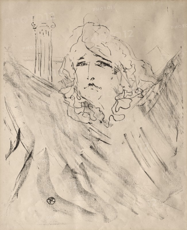 Portraits of Actors and Actresses: Thirteen Lithographs: Sarah Bernhardt, 1898. Henri de Toulouse-Lautrec (French, 1864-1901). Lithograph; sheet: 39.2 x 32 cm (15 7/16 x 12 5/8 in.); image: 28.2 x 24 cm (11 1/8 x 9 7/16 in.).