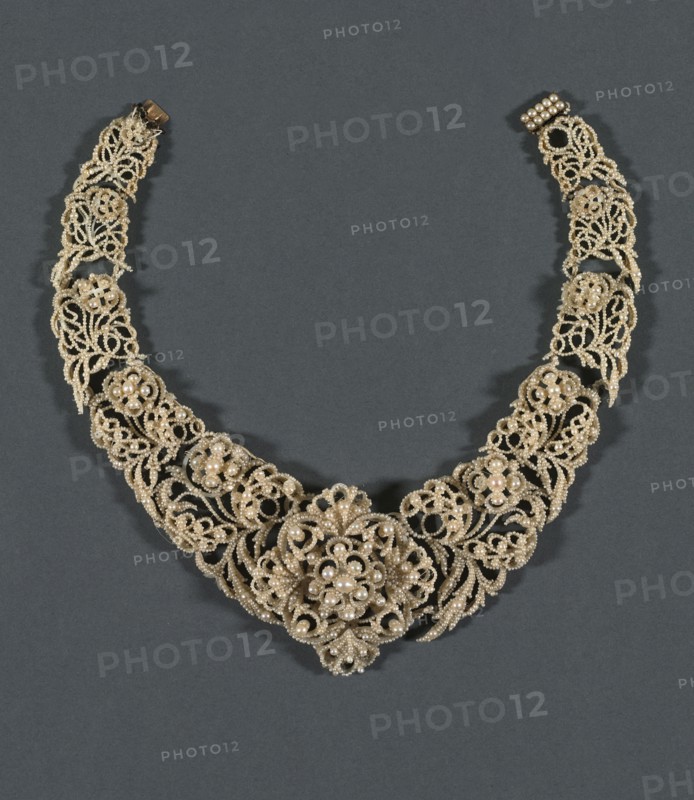 Necklace (Parure), c. 1850. England, 19th century. Seed pearl on Mother-of-Pearl; overall: 44.4 cm (17 1/2 in.).