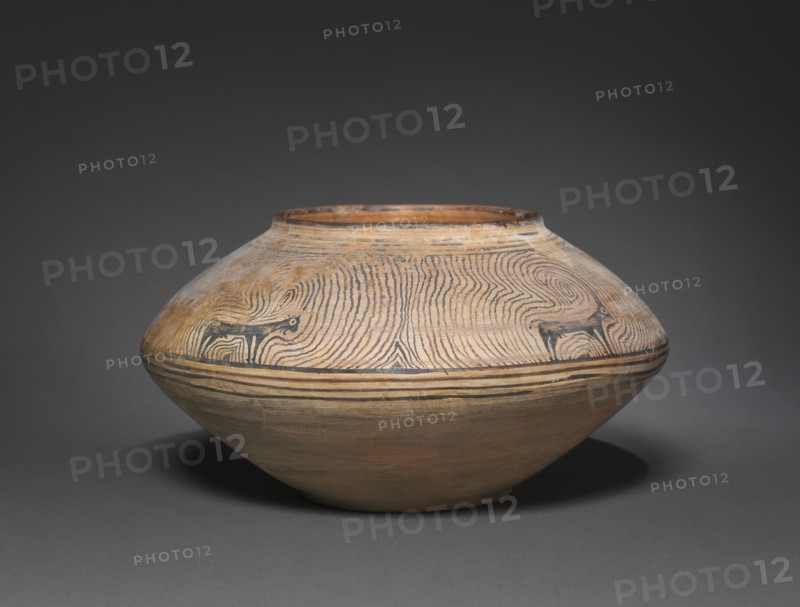 Jar with Four Ibex, c. 2800-2500 BC. Pakistan, probably Quetta, Indus Valley Civilization. Ceramic with black slip; overall: 12.2 x 23 cm (4 13/16 x 9 1/16 in.)