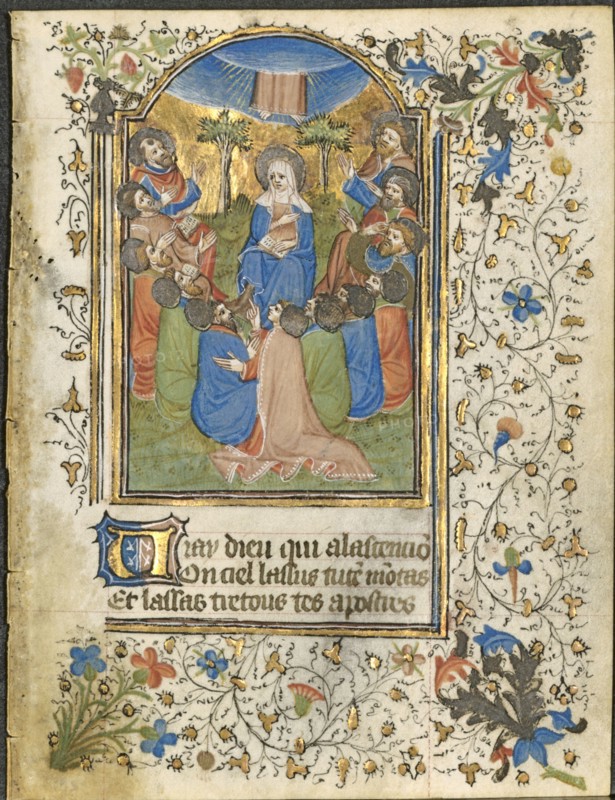The Ascension: Leaf from a Book of Hours (4 of 6 Excised Leaves), c. 1420-30. Henri d'Orquevaulx (French), or Workshop. Ink, tempera, silver and gold on vellum; overall: 15.9 x 11.6 cm (6 1/4 x 4 9/16 in.).
