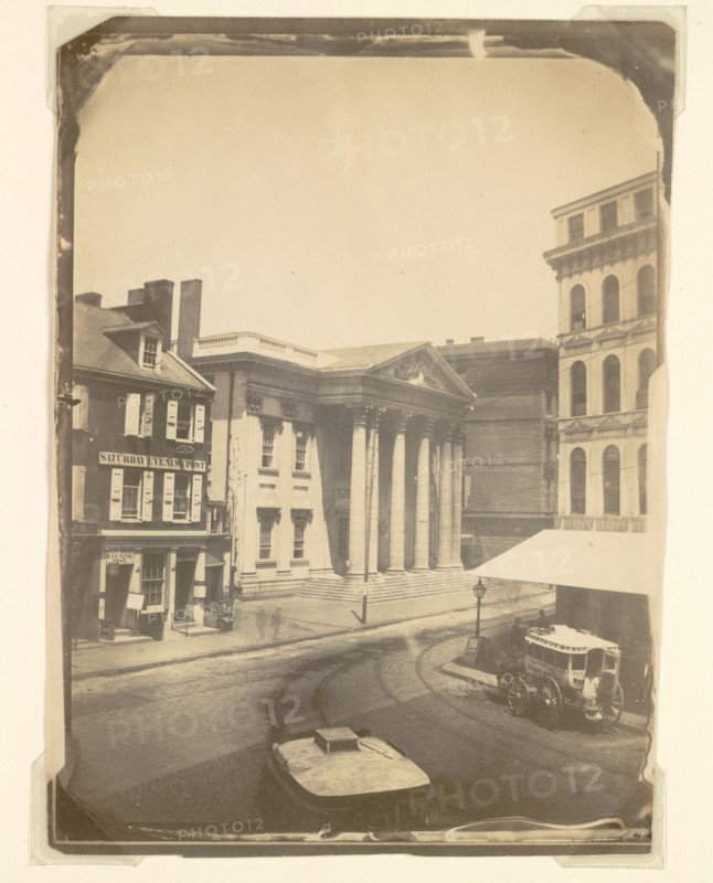 First Bank of the United States, Philadelphia, 1859. Frederick DeBourg Richards (American, 1822-1903). Salted paper print from wet collodion negative; image: 20.4 x 15.5 cm (8 1/16 x 6 1/8 in.); paper: 22.3 x 16.4 cm (8 3/4 x 6 7/16 in.); matted: 50.8 x 40.6 cm (20 x 16 in.)
