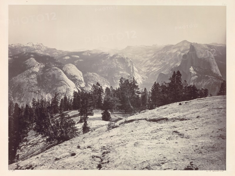 The Domes, from the Sentinel Domes, Yosemite, c. 1865-1866. Carleton E. Watkins (American, 1829-1916). Mammoth albumen print from wet collodion negative; image: 39.6 x 52.4 cm (15 9/16 x 20 5/8 in.); mounted: 53.2 x 68.1 cm (20 15/16 x 26 13/16 in.); matted: 71.1 x 81.3 cm (28 x 32 in.)