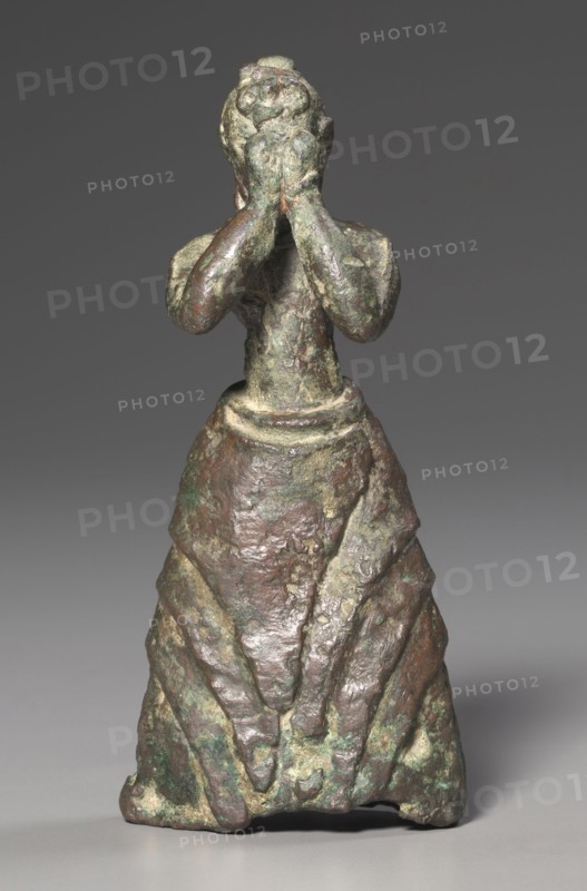 Female Worshiper, c. 1600-1500 BC. Crete, Minoan, Middle Minoan III - Late Minoan I. Bronze; overall: 14 cm (5 1/2 in.).