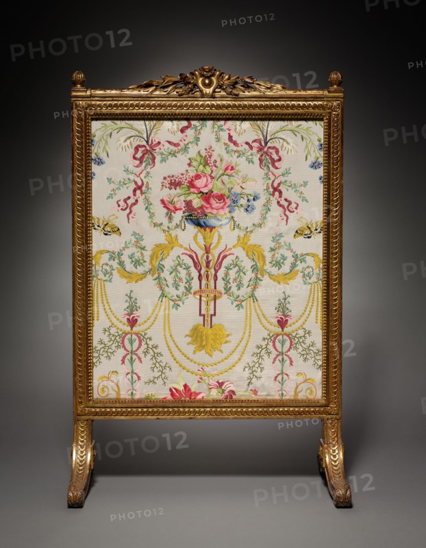 Fire Screen (Écran de Cheminée) and Textile Panels, c. 1780. Georges Jacob (French, 1739-1814). Gilt wood, upholstery;