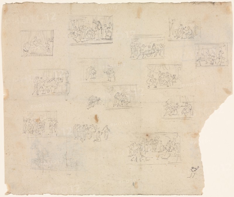 Compositional Sketches after Raphael and other artists, c. 1800. France, 18th century. Graphite; sheet: 19.3 x 23.1 cm (7 5/8 x 9 1/8 in.).