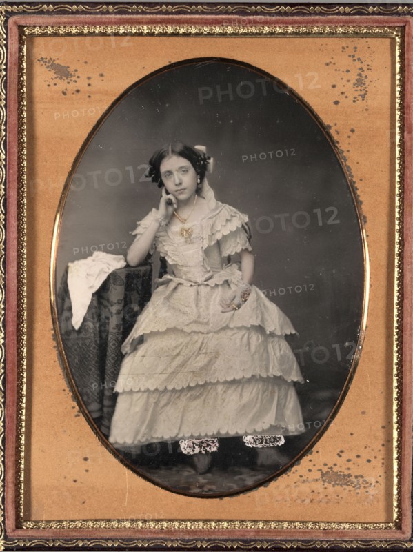 Young Woman in Bloomers, c. 1855. Unidentified Photographer. Daguerreotype, tinted and gilted highlights, half plate; image: 14 x 10.8 cm (5 1/2 x 4 1/4 in.); case: 15.3 x 10.8 cm (6 x 4 1/4 in.); matted: 61 x 48.3 cm (24 x 19 in.)