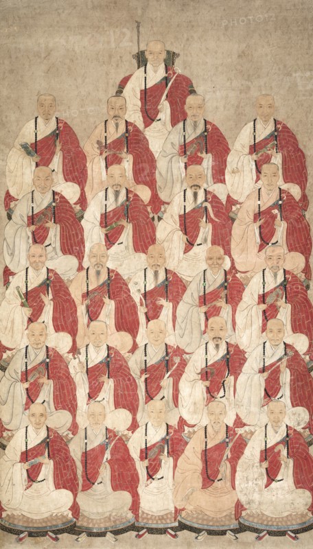 Portrait of Buddhist Monks of Obaku Sect, 1600s. China, Qing dynasty (1644-1911). Hanging scroll (framed), ink and color on paper; overall: 171.5 x 99.7 cm (67 1/2 x 39 1/4 in.).
