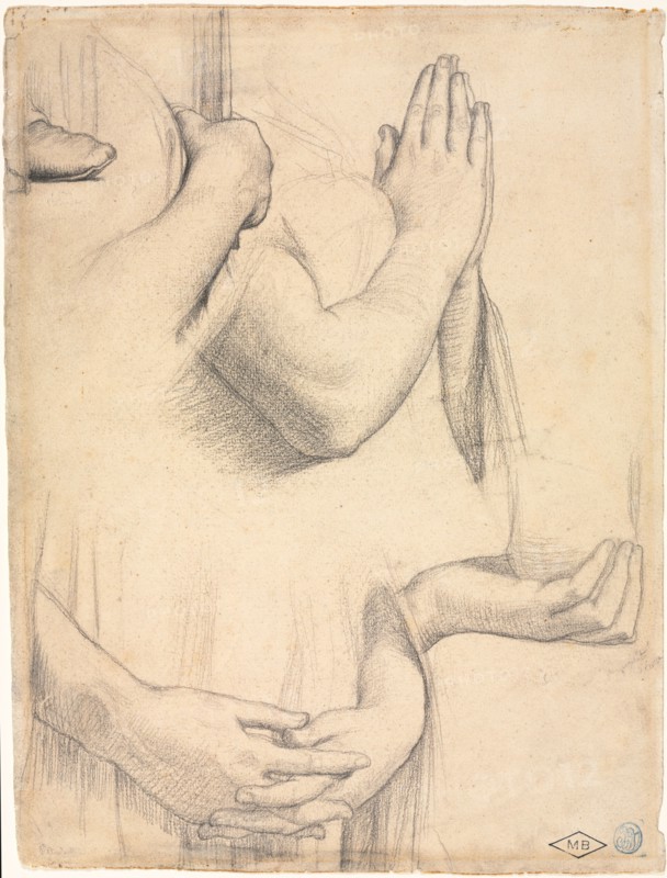 Study of Hands, 1842. Jean-Auguste-Dominique Ingres (French, 1780-1867). Graphite with traces of white heightening; sheet: 31.2 x 23.5 cm (12 5/16 x 9 1/4 in.).