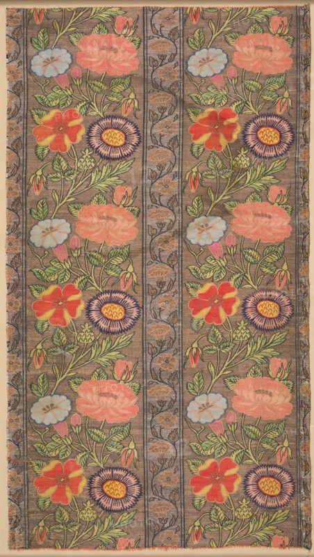 Floral striped silk on a golden ground, 1600-1650. Iran, Safavid Period. Samite: silk, gilt- and silver-metal thread; overall: 50.1 x 27.5 cm (19 3/4 x 10 13/16 in.)