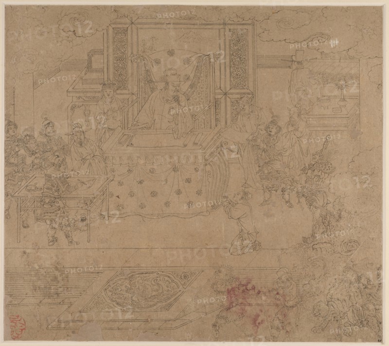 Album of Daoist and Buddhist Themes: Kings of Hells: Leaf 30, 1200s. China, Southern Song dynasty (1127-1279). Album, ink on paper (fifty leaves); sheet: 34.2 x 38.4 cm (13 7/16 x 15 1/8 in.).
