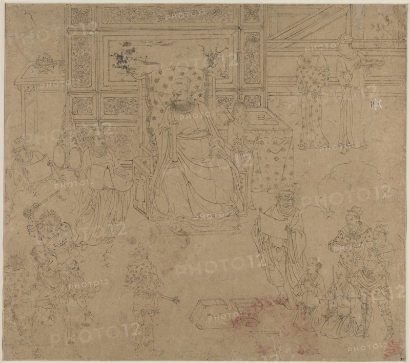 Album of Daoist and Buddhist Themes: Kings of Hells: Leaf 34, 1200s. China, Southern Song dynasty (1127-1279). Album, ink on paper (fifty leaves); sheet: 34 x 38.4 cm (13 3/8 x 15 1/8 in.).
