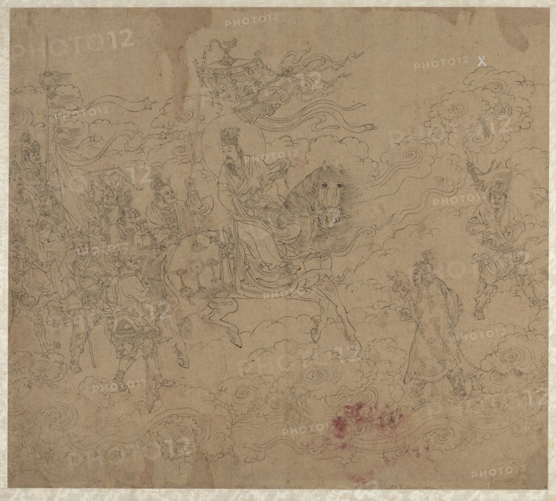 Album of Daoist and Buddhist Themes: Procession of Daoist Deities: Leaf 4, 1200s. China, Southern Song dynasty (1127-1279). Album, ink on paper (fifty leaves); sheet: 34.3 x 38.4 cm (13 1/2 x 15 1/8 in.).