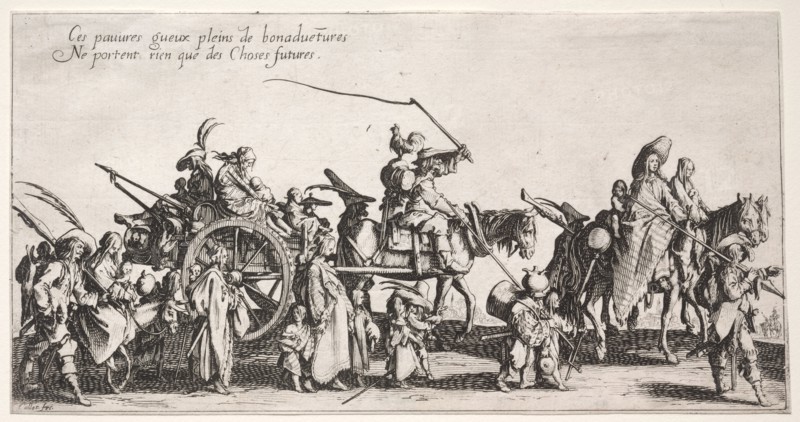 The Bohemians: The Bohemians Marching: The Rear Guard, c. 1621-1625. Jacques Callot (French, 1592-1635). Etching and engraving; sheet: 12.4 x 23.8 cm (4 7/8 x 9 3/8 in.).