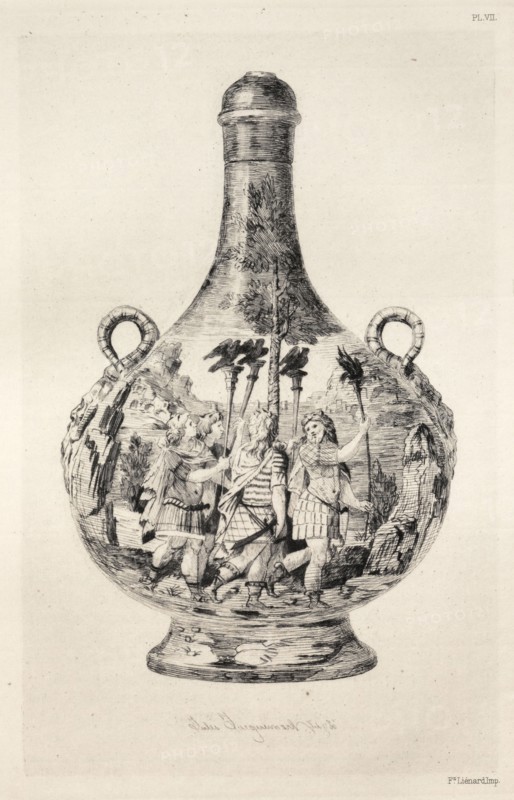 Book by Albert Jacquemart: History of the Ceramic Art: A Descriptive and Philosophical Study of the Pottery of All Ages and All Nations: Italy: Renaissance- Majolica of Urbino- Ewer (Plate VIII), 1877. Jules Jacquemart (French, 1837-1880). Etching; sheet: 25.5 x 18 cm (10 1/16 x 7 1/16 in.); platemark: 19.4 x 13.1 cm (7 5/8 x 5 3/16 in.)