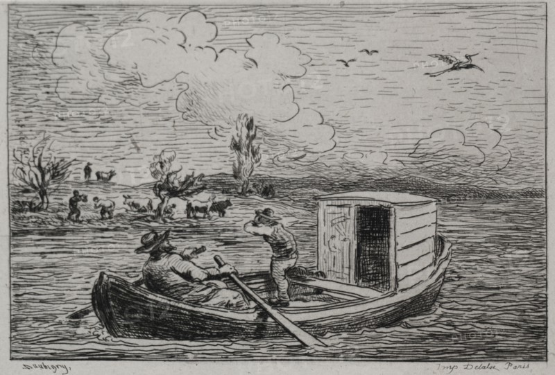 The Boat Trip: Le Mot de Cambronne (The Slanging Match), 1861. Charles François Daubigny (French, 1817-1878). Etching with chine collé; sheet: 31.7 x 44.6 cm (12 1/2 x 17 9/16 in.); platemark: 14 x 19.1 cm (5 1/2 x 7 1/2 in.).
